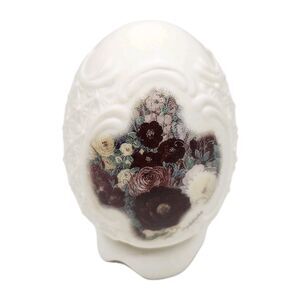 Glynda Turley Textured Porcelain Bisque Egg Floral with Stand Vintage 1999